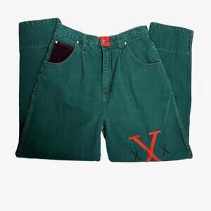 Vintage 90s Streetwear Green Denim Jeans